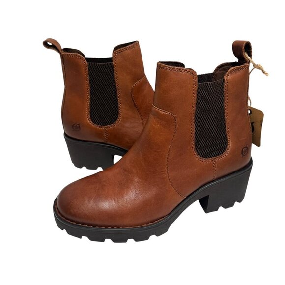 Born Women's Graci Chelsea Boots Pull On Heel Booties Brown Leather NEW Size 7.5 - Picture 3 of 7